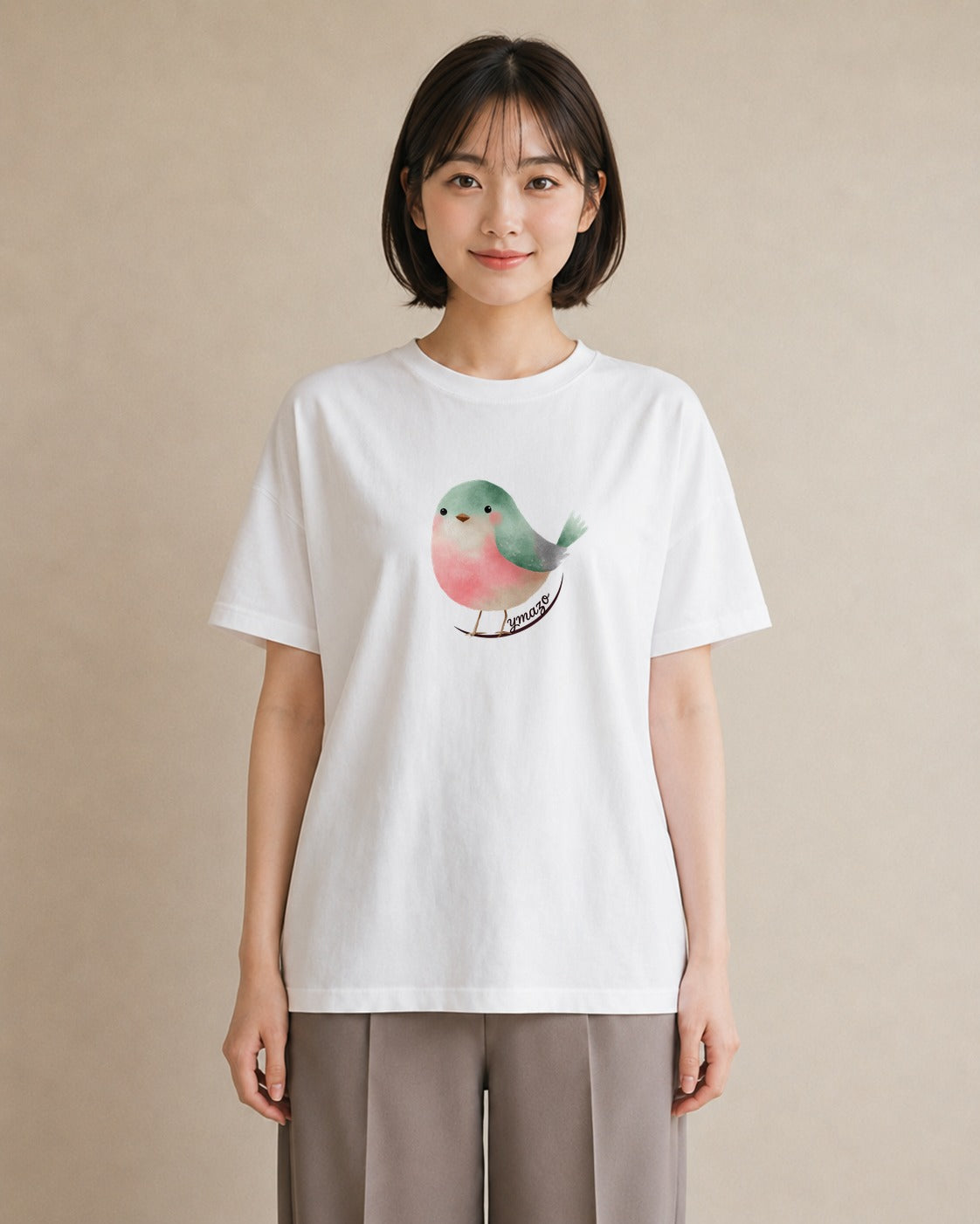 グラフィックTシャツ レディース コザクラインコ ペット 動物 イラスト 休日コーデ 送別ギフト 通勤 白T YMAZO