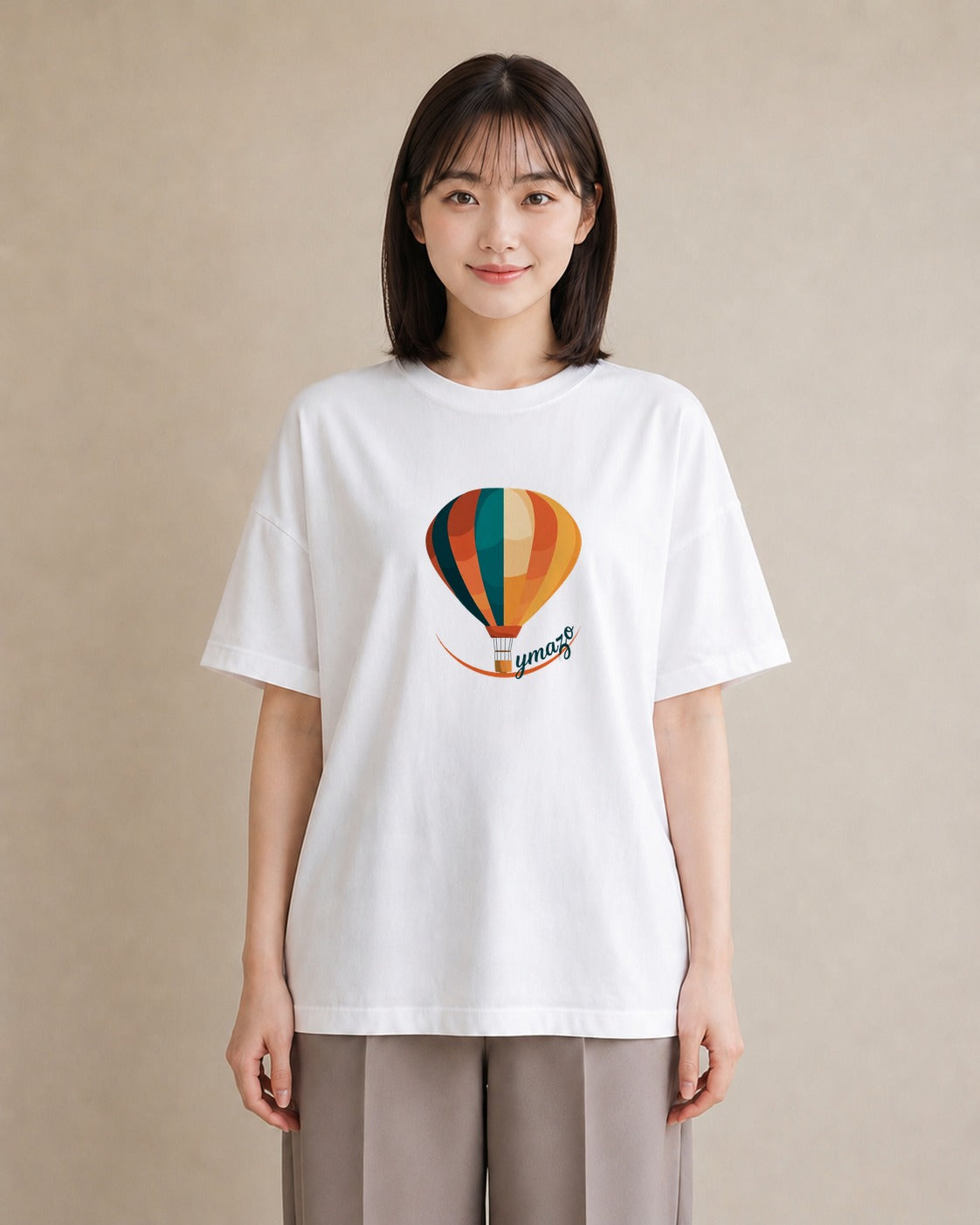グラフィックTシャツ レディース 気球 星空 宇宙 イラスト 旅行コーデ 部屋着 女性向けギフト 白T YMAZO