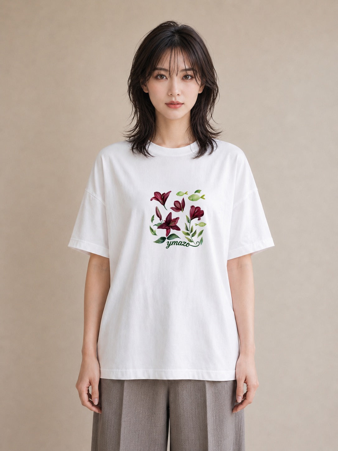 デザインTシャツ レディース 彼岸花 花 花柄 イラスト アート風 デート 帰省 白T
