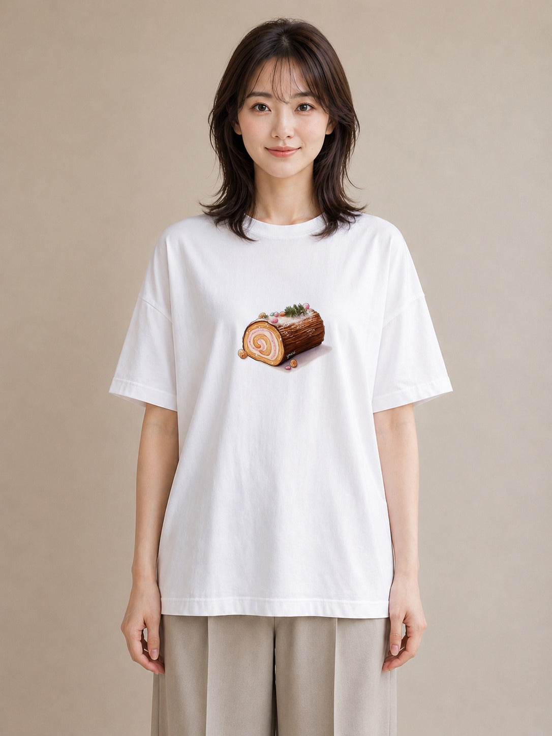 半袖Tシャツ レディース チョコ 食べ物 フード イラスト ポップ 散歩 お出かけ 白T YMAZO