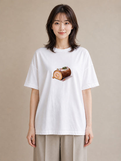 半袖Tシャツ レディース チョコ 食べ物 フード イラスト ポップ 散歩 お出かけ 白T YMAZO