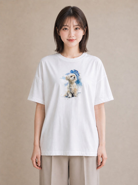 グラフィックTシャツ レディース 犬好き 犬 いぬ イラスト 可愛い 自分用 ルームウェア 白T YMAZO