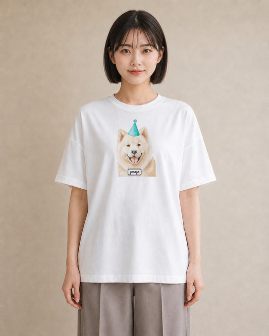 プリントTシャツ レディース サモエド 犬 いぬ イラスト ラフ 週末コーデ 敬老の日 白T YMAZO