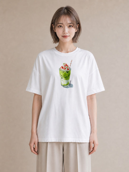 半袖Tシャツ レディース クリームソーダ 食べ物 フード イラスト お洒落 送別ギフト 通勤 白T YMAZO