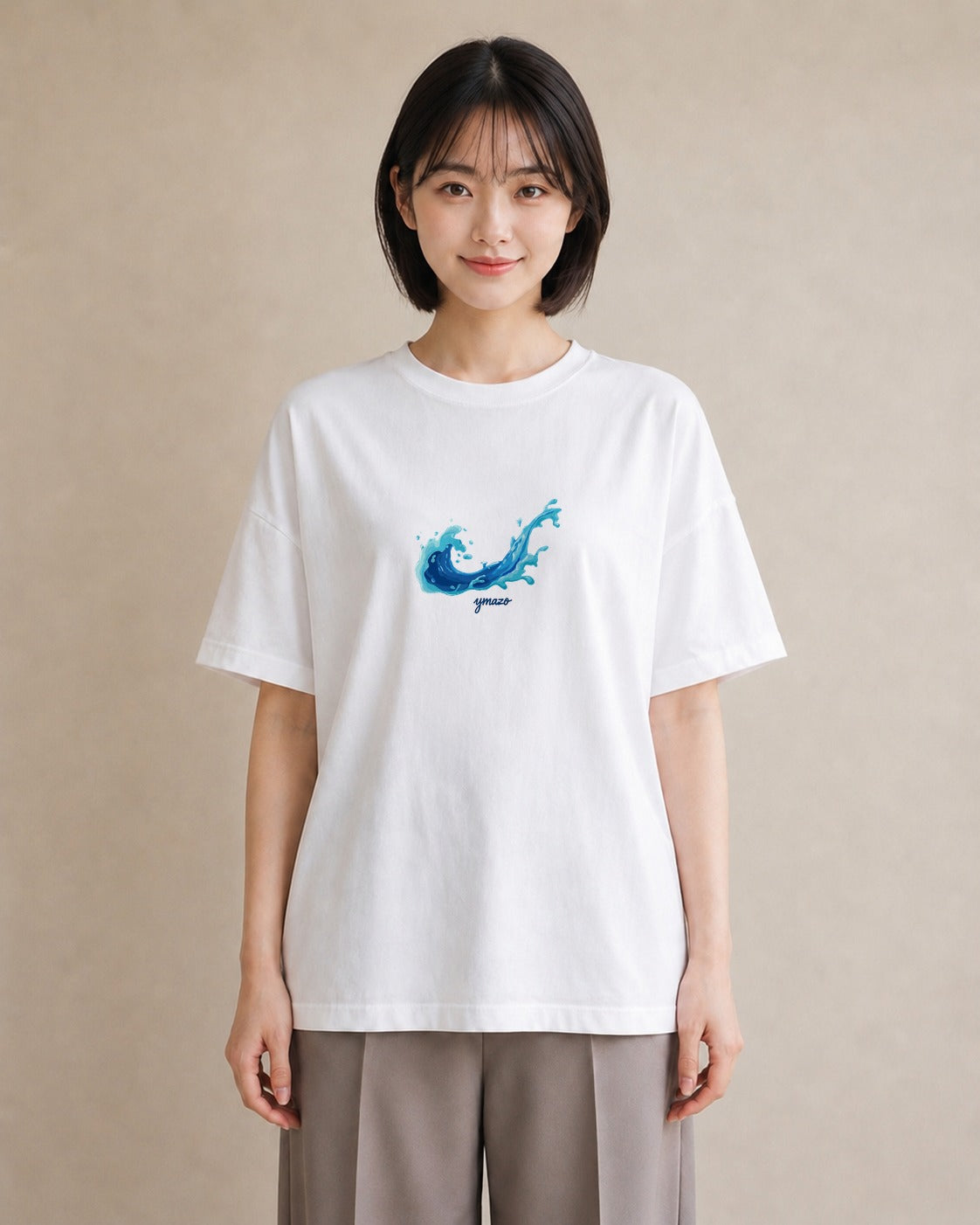 Tシャツ レディース 波 星空 宇宙 イラスト 韓国風 秋コーデ おしゃれギフト 白T YMAZO