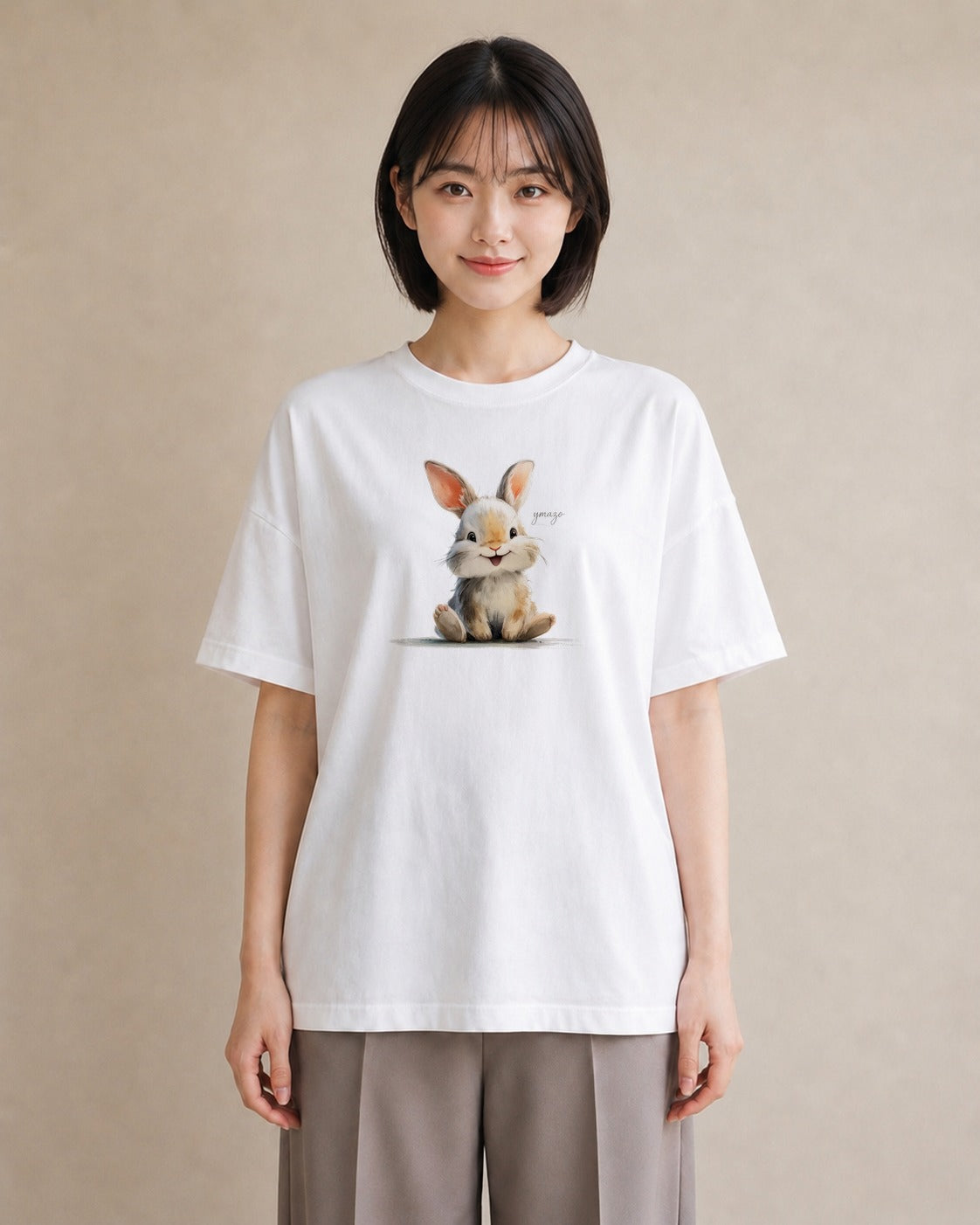 Tシャツ レディース ロップイヤー ペット 動物 イラスト 個性的 部屋着 女性向けギフト 白T YMAZO