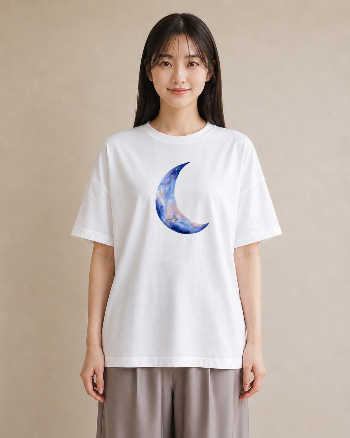 半袖Tシャツ レディース 山羊座 星空 宇宙 イラスト ナチュラル 20代 カジュアルコーデ 白T YMAZO