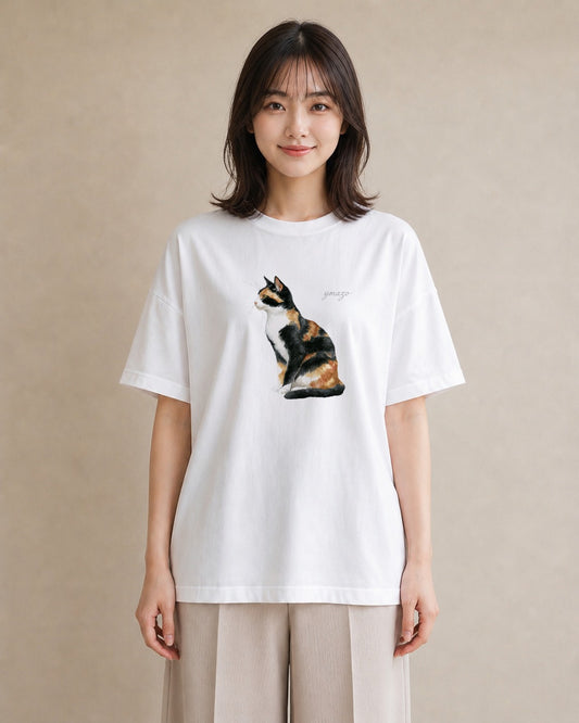 プリントTシャツ レディース シャム 猫 ねこ イラスト 韓国風 カジュアルコーデ 買い物 白T YMAZO