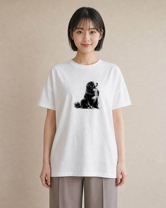 デザインTシャツ レディース バーニーズマウンテンドッグ 犬 いぬ イラスト 旅行コーデ おしゃれギフト 社会人 白T YMAZO