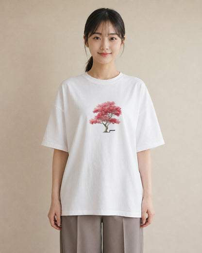 半袖Tシャツ レディース 盆栽 植物 ボタニカル イラスト ヴィンテージ風 カフェ巡り 女子会 白T YMAZO