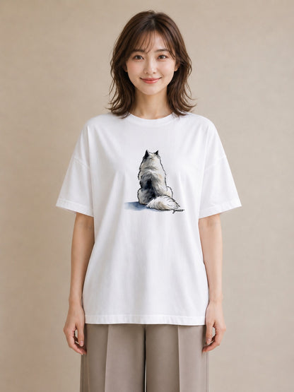 半袖Tシャツ レディース サモエド 犬 いぬ イラスト シンプル 春コーデ 姉妹 白T YMAZO