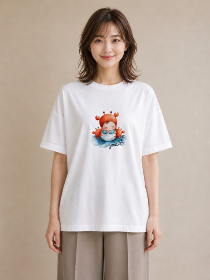 デザインTシャツ レディース ヤドカリ 海の生き物 海 イラスト ナチュラル 敬老の日 ホワイトデー 白T YMAZO