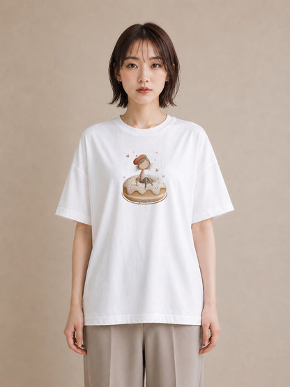 グラフィックTシャツ レディース ドーナツ 食べ物 フード イラスト ミニマル 春コーデ 姉妹 白T YMAZO