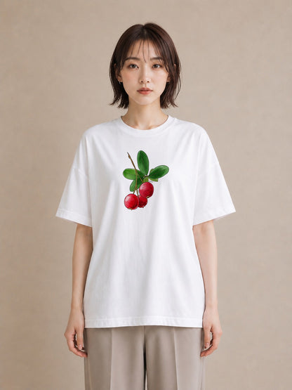 グラフィックTシャツ レディース さくらんぼ チェリー 食べ物 フード イラスト きれいめカジュアル デート 帰省 白T YMAZO