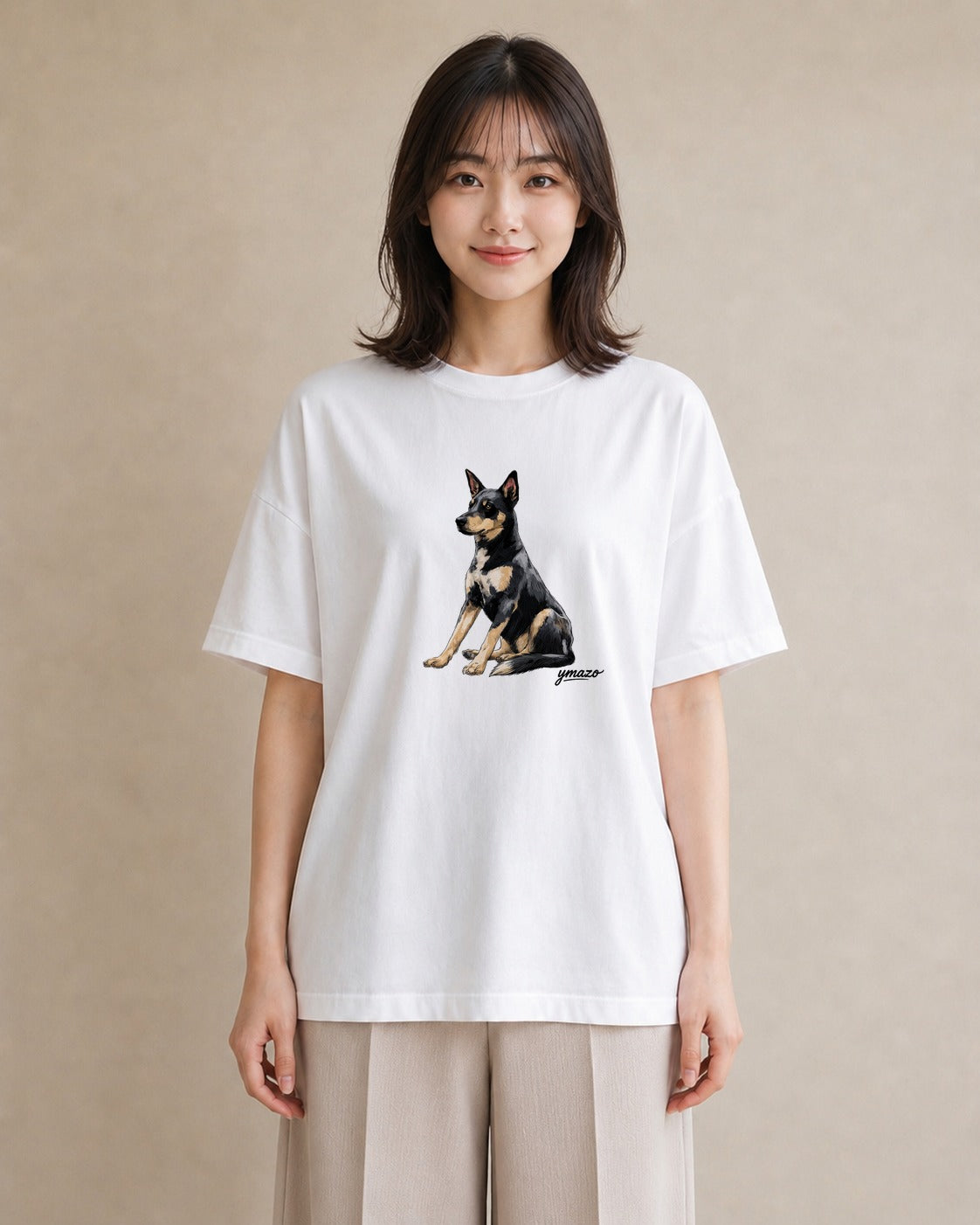グラフィックTシャツ レディース 老犬 犬 いぬ イラスト 淡色 クリスマス 旅行 白T YMAZO