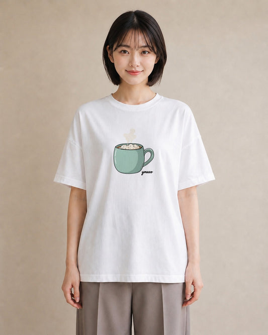 Tシャツ レディース 抹茶 食べ物 フード イラスト ママ カフェ服 白T YMAZO