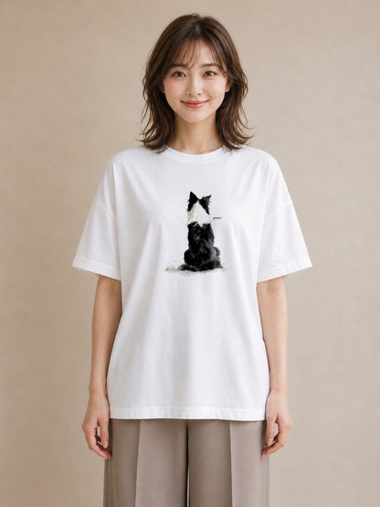 デザインTシャツ レディース 愛犬 犬 いぬ イラスト ナチュラル 旅行用 海 白T YMAZO