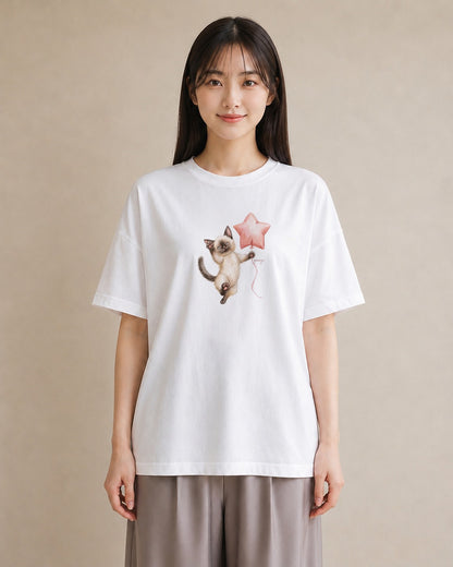 プリントTシャツ レディース ラグドール 猫 ねこ イラスト ニュアンス 送別ギフト 通勤 白T YMAZO