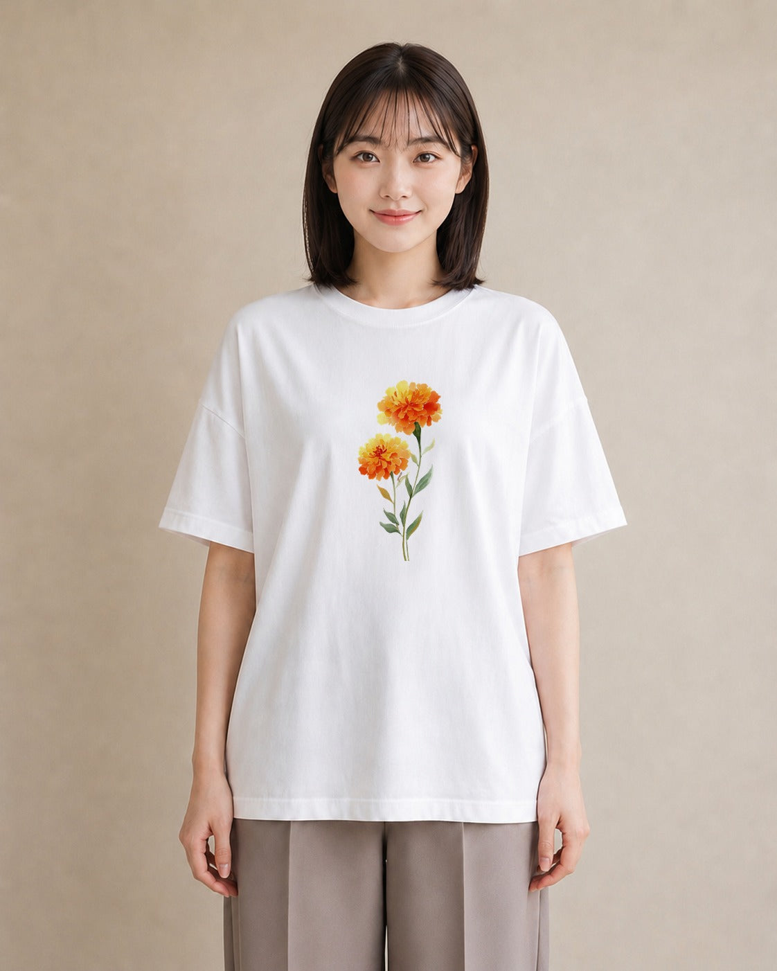 Tシャツ レディース カーネーション 花 花柄 イラスト 旅行コーデ レイヤード 友達ギフト 白T