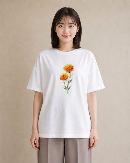 Tシャツ レディース カーネーション 花 花柄 イラスト 旅行コーデ レイヤード 友達ギフト 白T