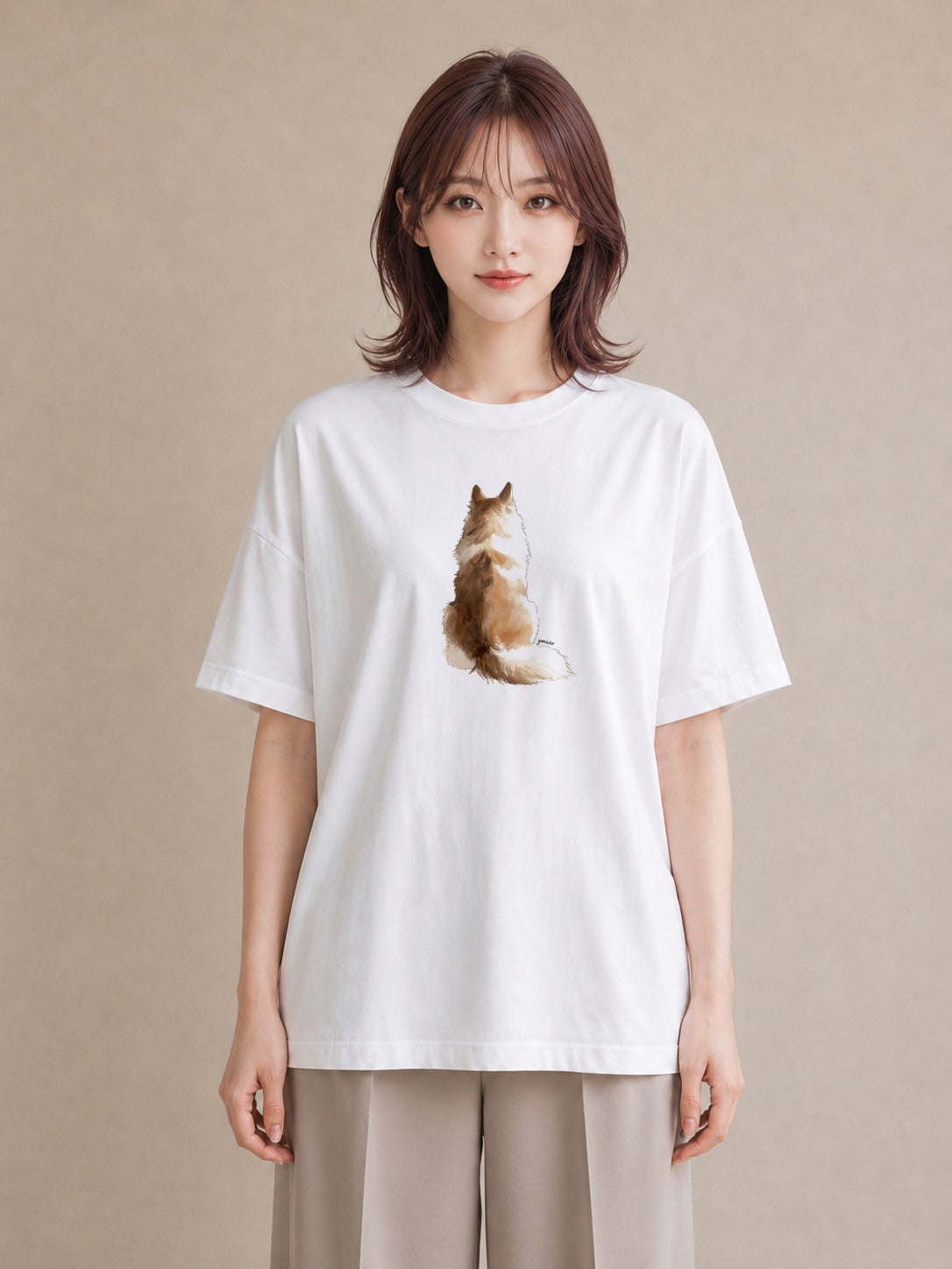 半袖Tシャツ レディース 子犬 犬 いぬ イラスト 北欧風 週末コーデ 敬老の日 白T YMAZO