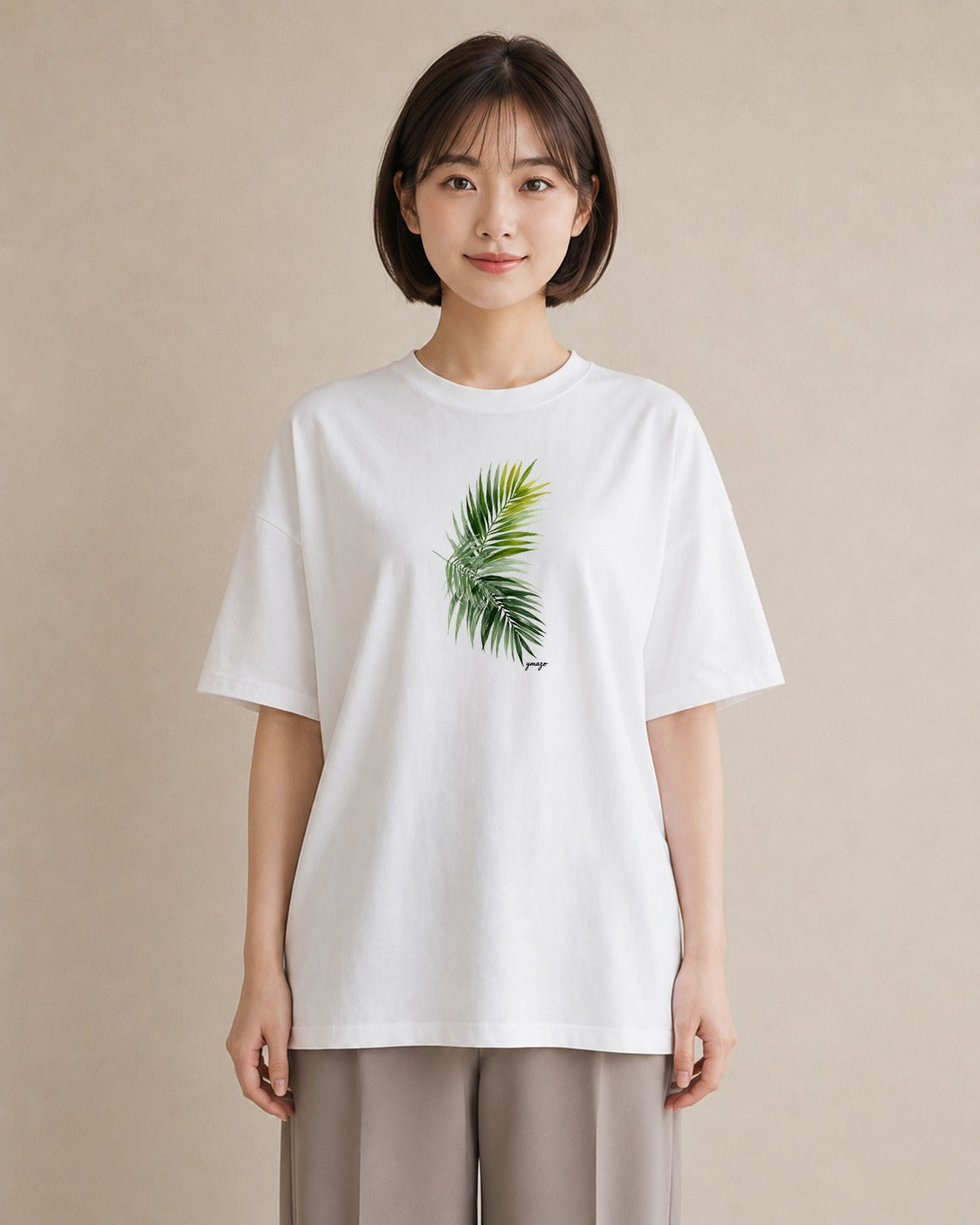 デザインTシャツ レディース シダ 植物 ボタニカル イラスト 姉妹 送別ギフト 白T YMAZO