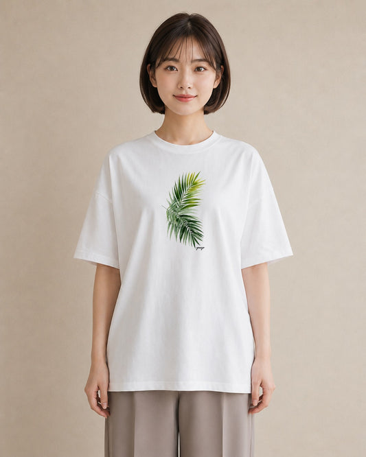 デザインTシャツ レディース シダ 植物 ボタニカル イラスト 姉妹 送別ギフト 白T YMAZO