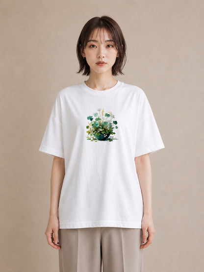 半袖Tシャツ レディース ハーブ 植物 ボタニカル イラスト ゆるコーデ レイヤード 友達ギフト 白T YMAZO