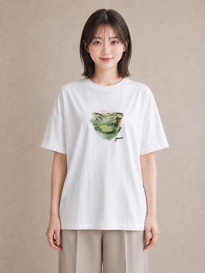 プリントTシャツ レディース 芝生 植物 ボタニカル イラスト 普段使い 週末コーデ 敬老の日 白T YMAZO