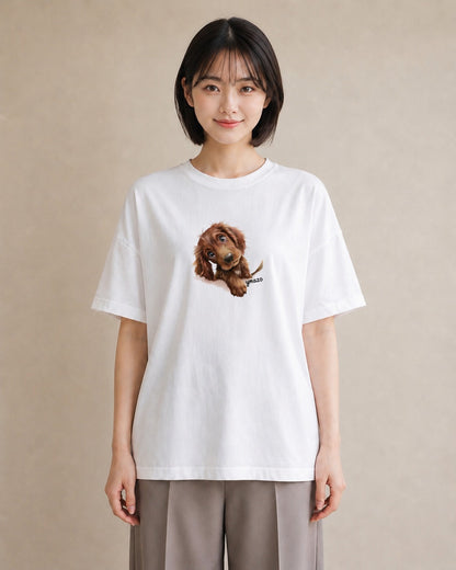 プリントTシャツ レディース 犬 いぬ イラスト 手描き風 誕生日プレゼント 綿100 白T YMAZO