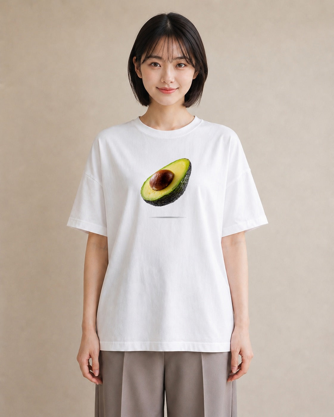 プリントTシャツ レディース アボカド 食べ物 フード イラスト シンプル 在宅 公園 白T YMAZO