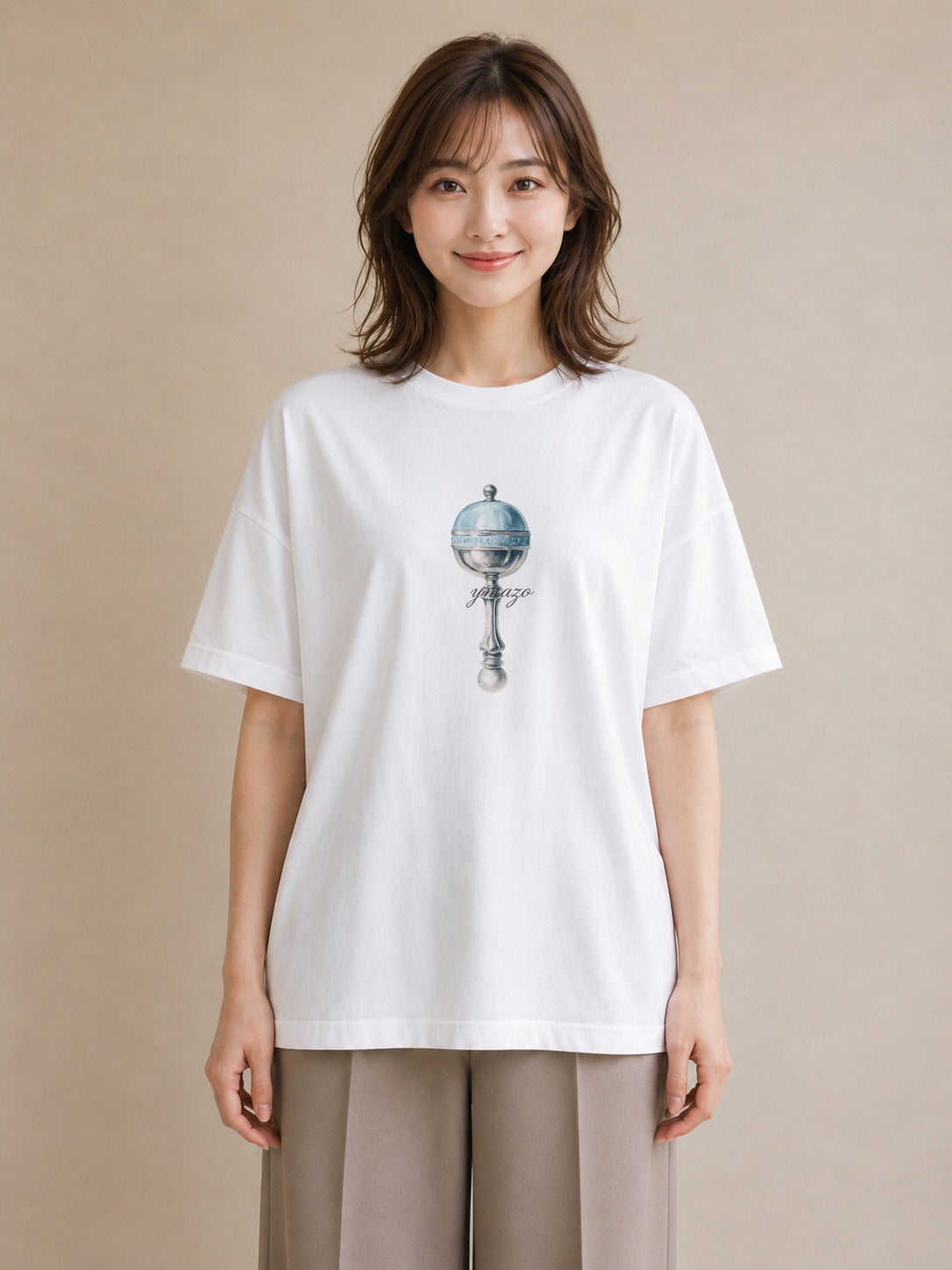 半袖Tシャツ レディース 風鈴 ガラス 夏 ナチュラル アンティーク イラスト 普段使い 休日 ペアコーデ 白T YMAZO