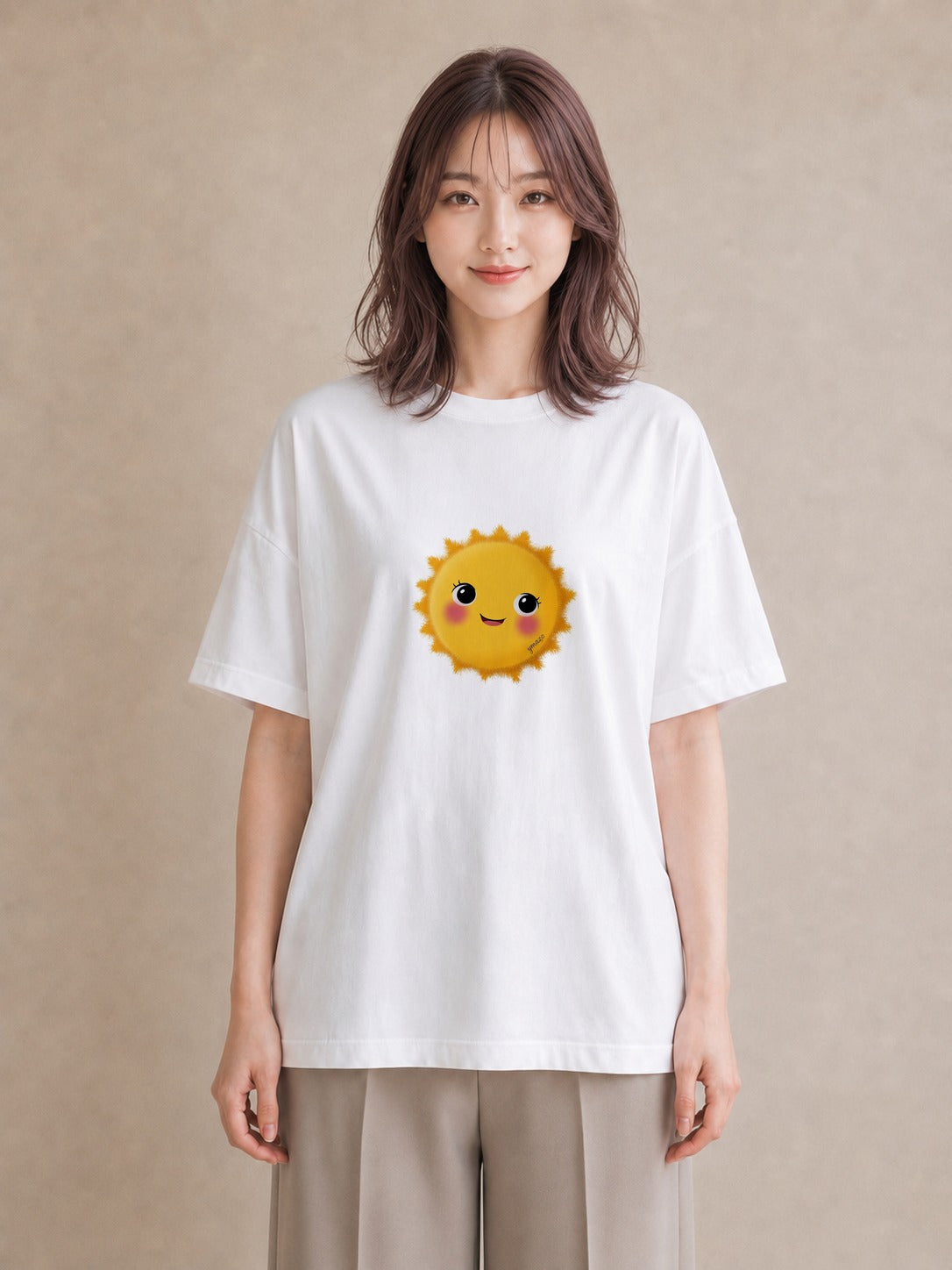 半袖Tシャツ レディース 太陽 星空 宇宙 イラスト 水彩風 普段着 週末コーデ 白T YMAZO