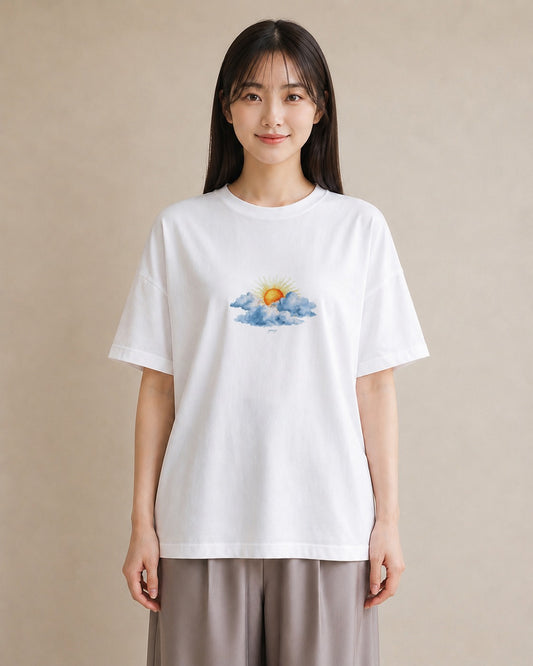 半袖Tシャツ レディース 空 星空 宇宙 イラスト ミニマル 社会人 女性 白T YMAZO