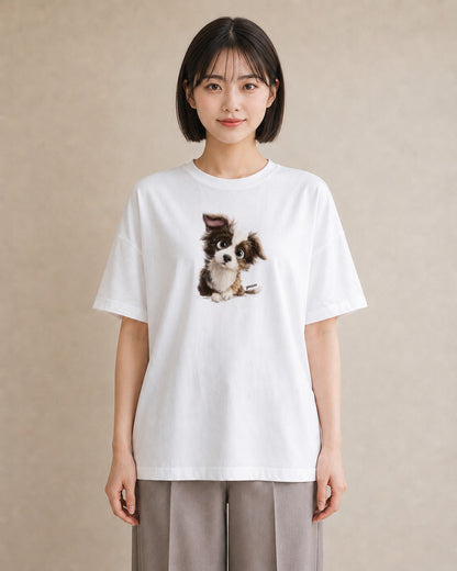 Tシャツ レディース わんちゃん 犬 いぬ イラスト シンプル 女性 旅行用 白T YMAZO