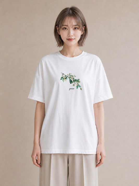デザインTシャツ レディース つる 植物 ボタニカル イラスト シック 旅行 母娘コーデ 白T YMAZO