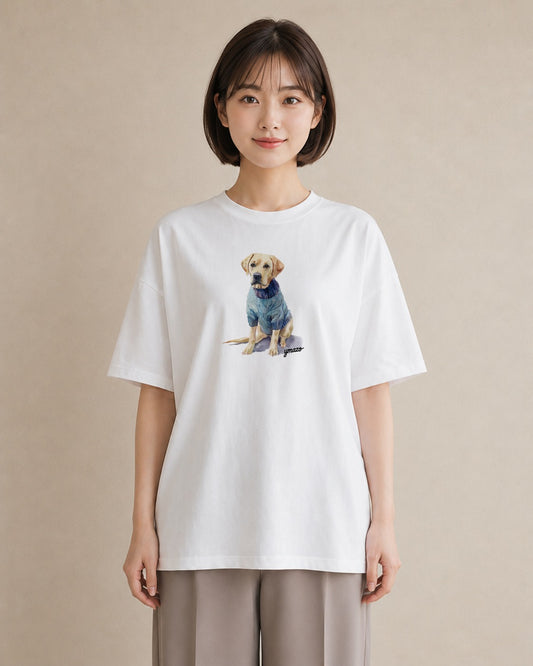デザインTシャツ レディース 犬好き 犬 いぬ イラスト レトロ 親子 20代 白T YMAZO