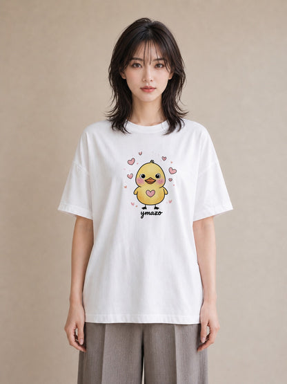 デザインTシャツ レディース アヒル 動物 アニマル イラスト レトロ 休日 ペアコーデ 白T YMAZO