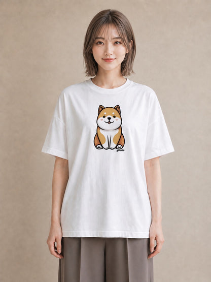 半袖Tシャツ レディース 柴犬 しばいぬ 犬 いぬ イラスト レトロ デイリーウェア 休日 白T YMAZO