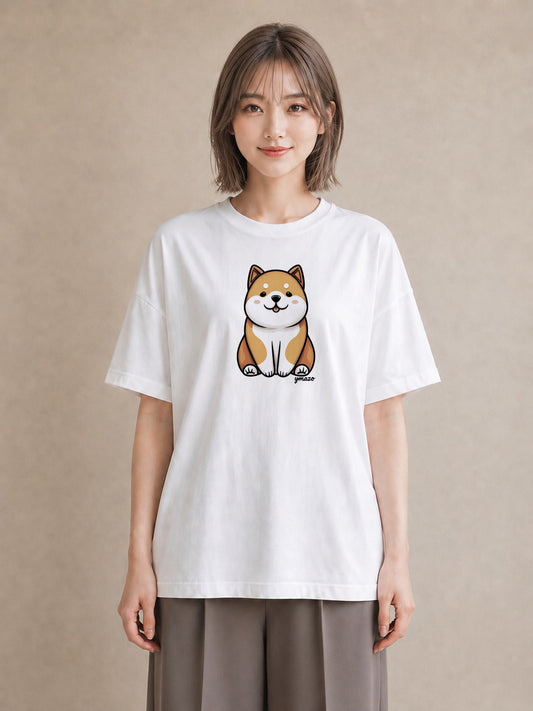 半袖Tシャツ レディース 柴犬 しばいぬ 犬 いぬ イラスト レトロ デイリーウェア 休日 白T YMAZO