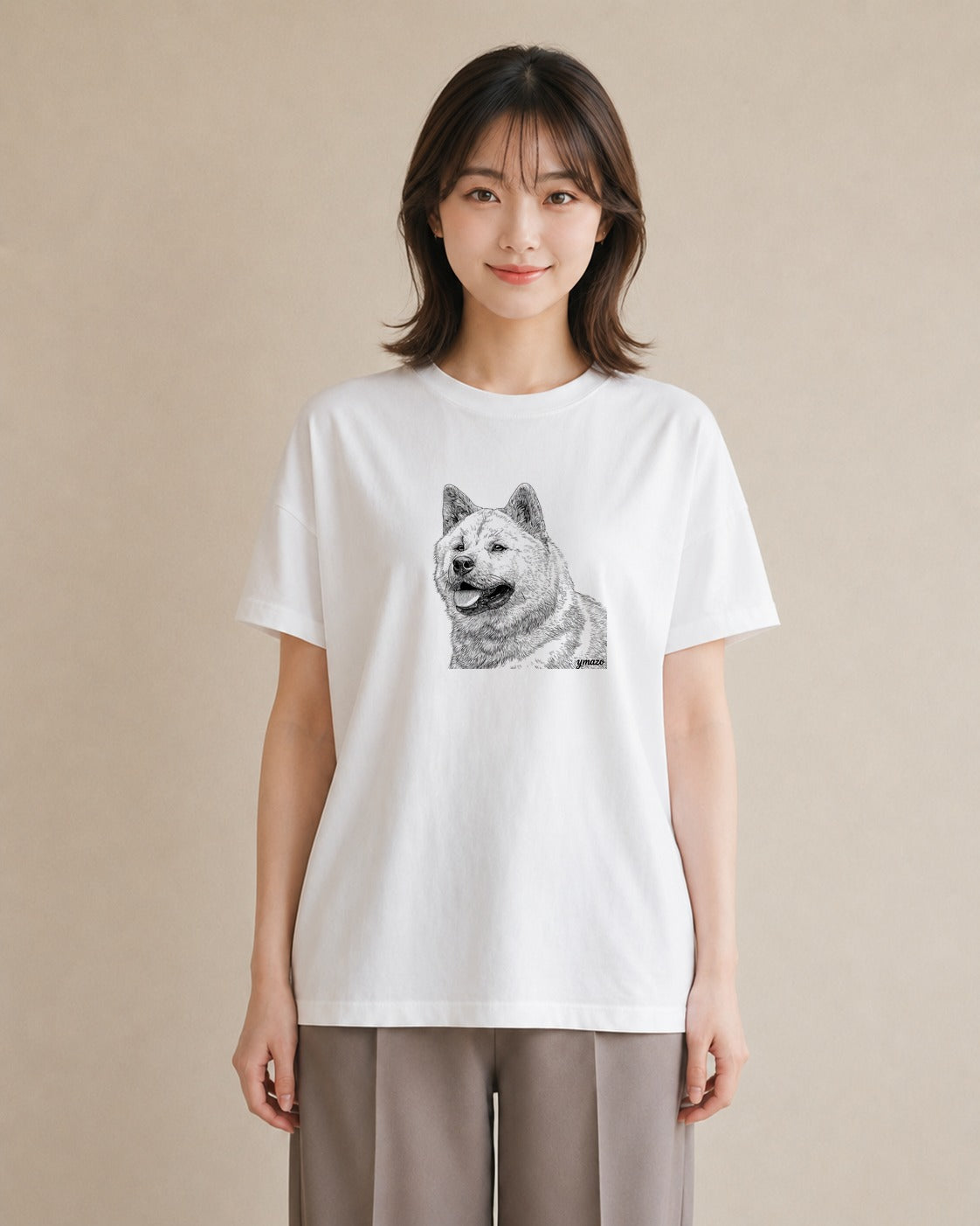 Tシャツ レディース 柴犬 しばいぬ 犬 いぬ イラスト 女性向けギフト 散歩 白T YMAZO