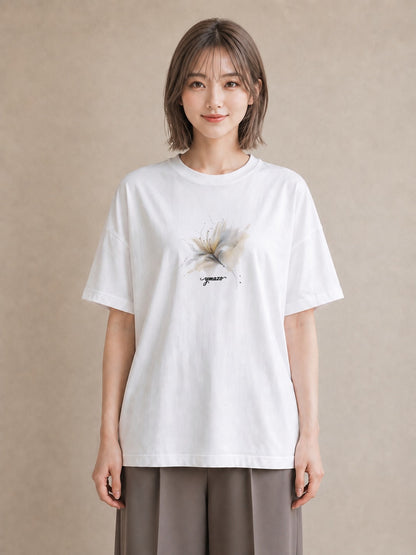 プリントTシャツ レディース ゆり 百合 花 花柄 イラスト 可愛い カジュアルコーデ 買い物 白T YMAZO