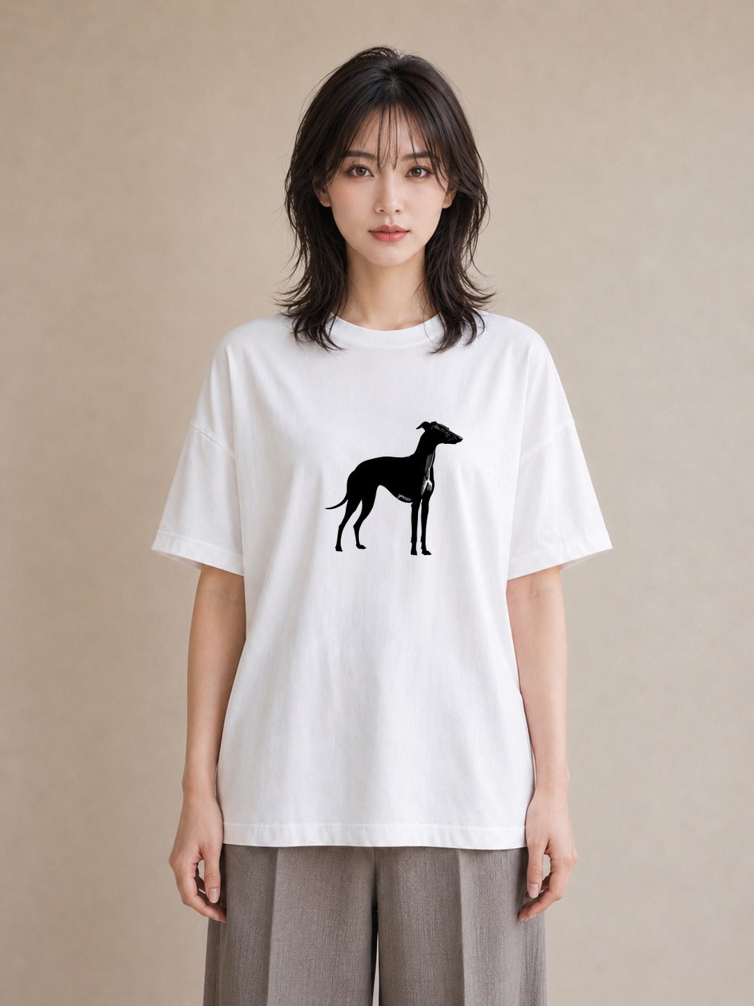半袖Tシャツ レディース イタリアングレーハウンド 犬 いぬ イラスト アート風 ビーチ デイリーウェア 白T YMAZO