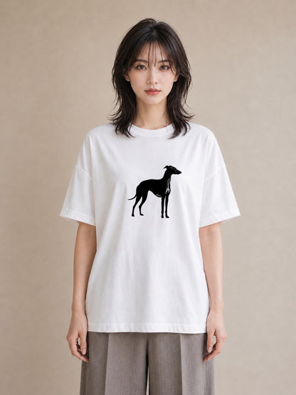 半袖Tシャツ レディース イタリアングレーハウンド 犬 いぬ イラスト アート風 ビーチ デイリーウェア 白T YMAZO