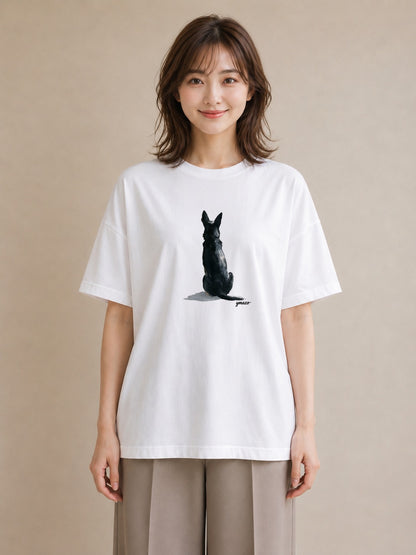 半袖Tシャツ レディース ジャーマンシェパード 犬 いぬ イラスト お洒落 社会人 女性 白T YMAZO