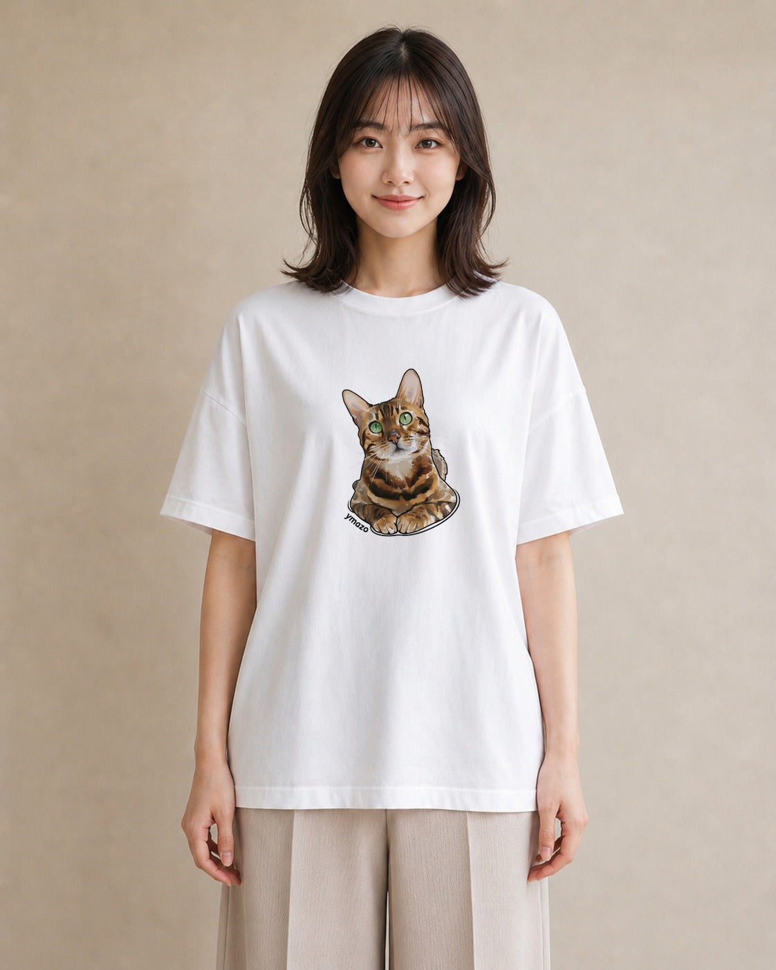 Tシャツ レディース 肉球 猫 ねこ イラスト ガーリー 社会人 女性 白T YMAZO