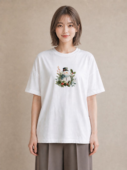 半袖Tシャツ レディース 雪 星空 宇宙 イラスト 個性的 母の日 ビーチ 白T YMAZO