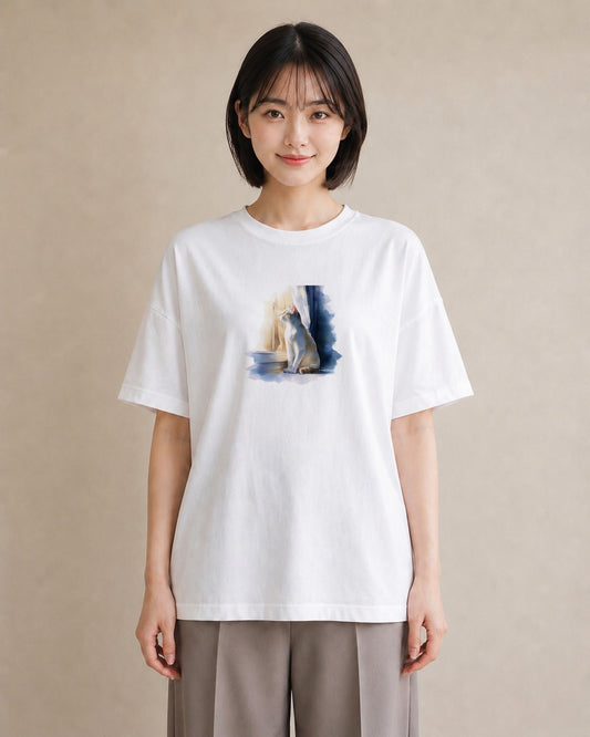 Tシャツ レディース シャム柄 猫 ねこ イラスト ポップ 普段着 週末コーデ 白T YMAZO