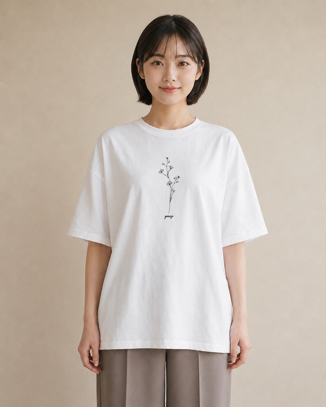 プリントTシャツ レディース 小花 花 フラワー イラスト きれいめ 旅行用 海 白T YMAZO
