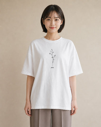 プリントTシャツ レディース 小花 花 フラワー イラスト きれいめ 旅行用 海 白T YMAZO